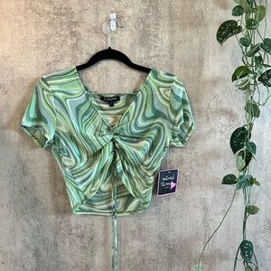 Retro Marbled Sheer Crop Top